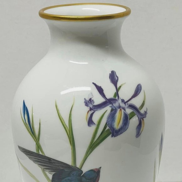 1980 Franklin Porcelain The Meadowland Bird Vase by Basil Ede Limited 11.5" - Picture 2 of 9